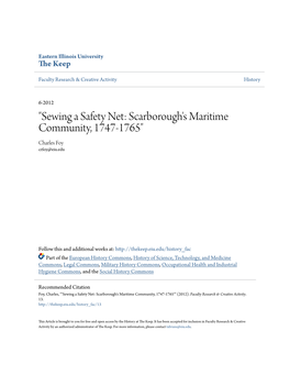 "Sewing a Safety Net: Scarborough's Maritime Community, 1747-1765" Charles Foy Crfoy@Eiu.Edu