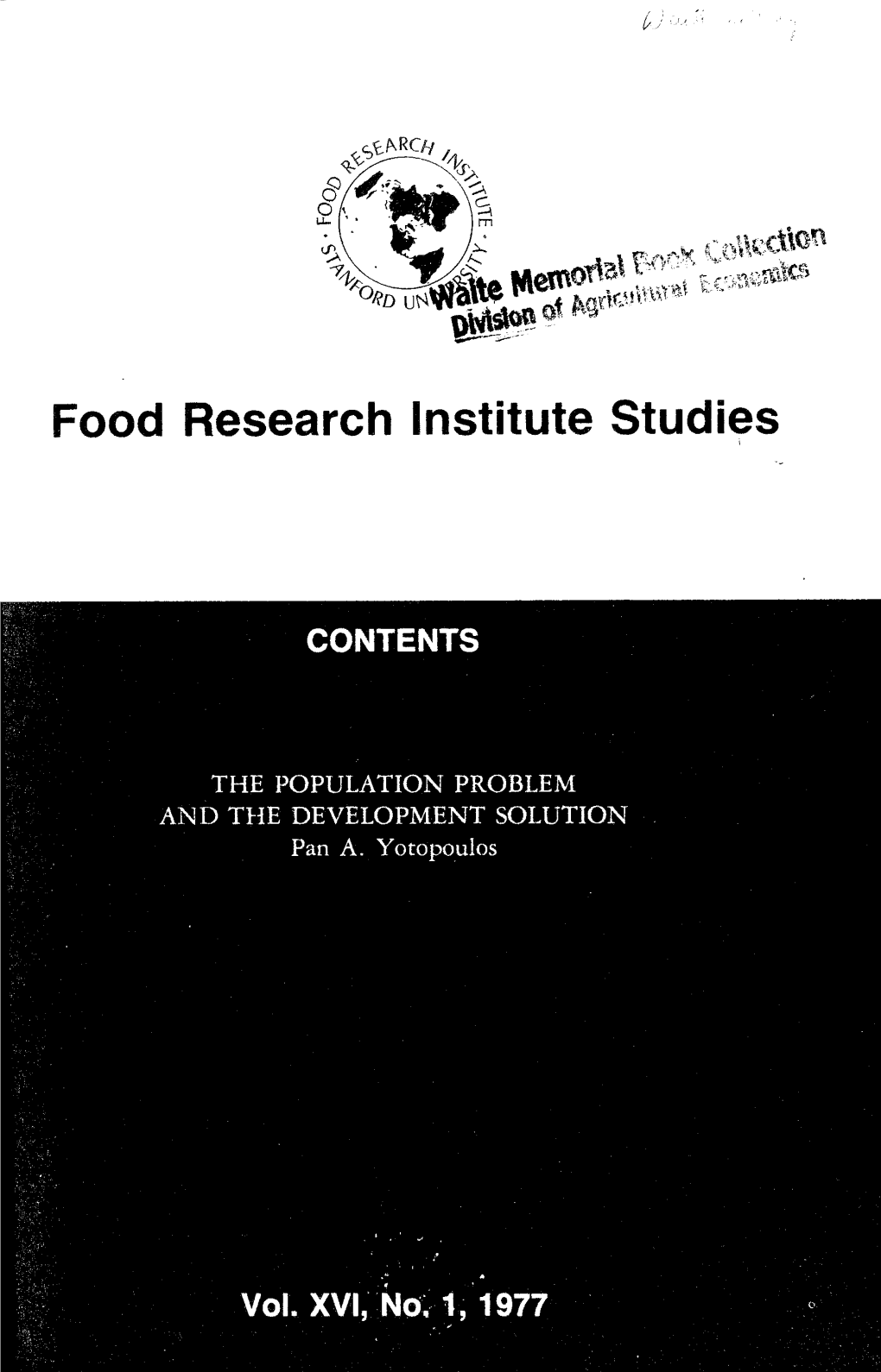 Food Research Institute Studies