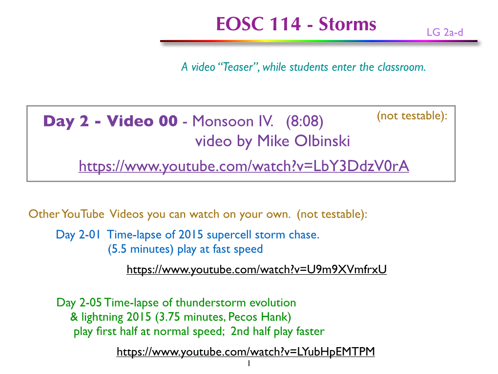 EOSC 114 - Storms LG 2A-D