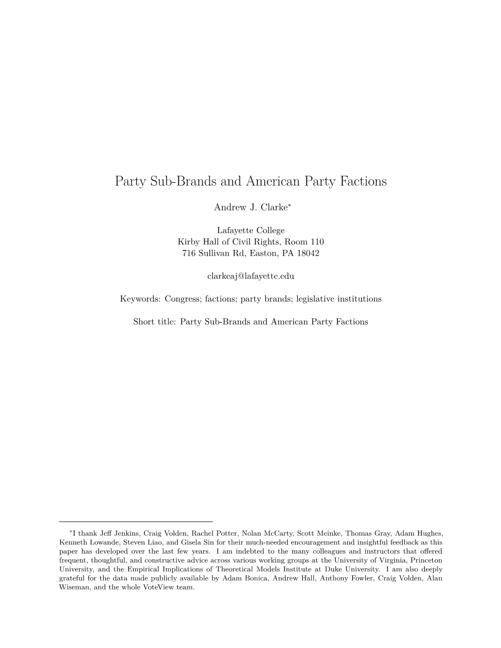 Party Sub-Brands and American Party Factions