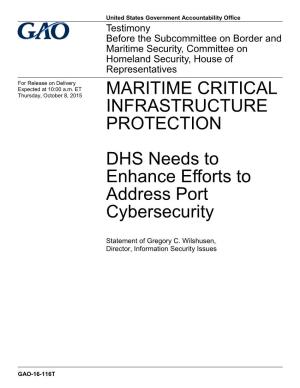 Maritime Critical Infrastructure Protection: DHS Needs to Enhance