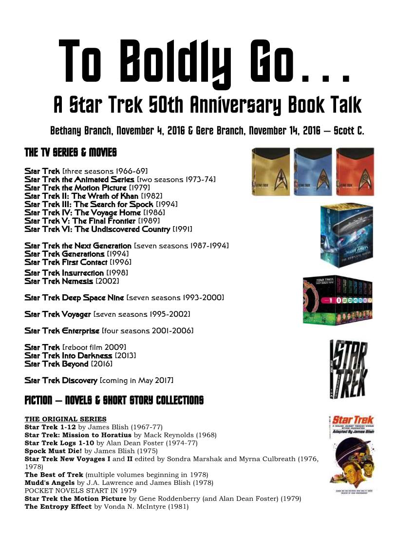 To Boldly Go… a Star Trek 50Th Anniversary Book Talk