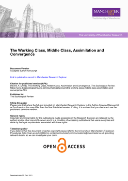 The Working Class, Middle Class, Assimilation and Convergence