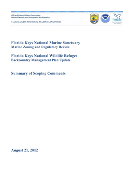 Florida Keys National Marine Sanctuary Marine Zoning and Regulatory Review