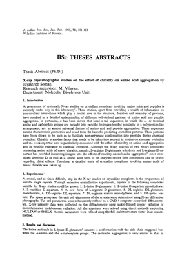 Iisc THESES ABSTRACTS
