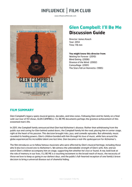 Glen Campbell: I’Ll Be Me Discussion Guide