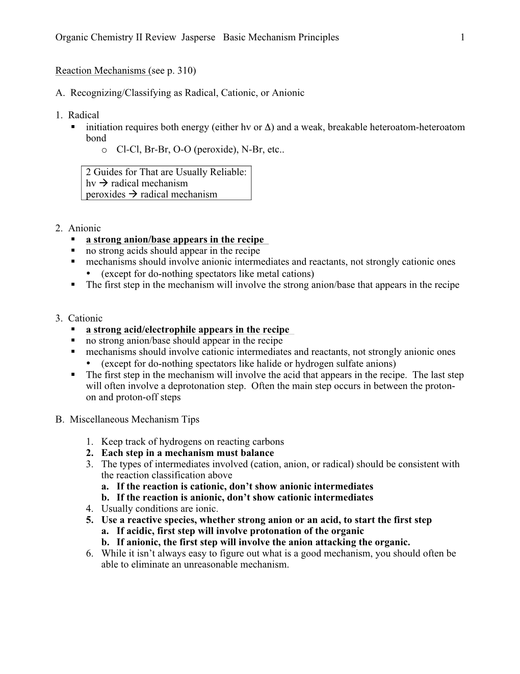 Review of Organic Chem II