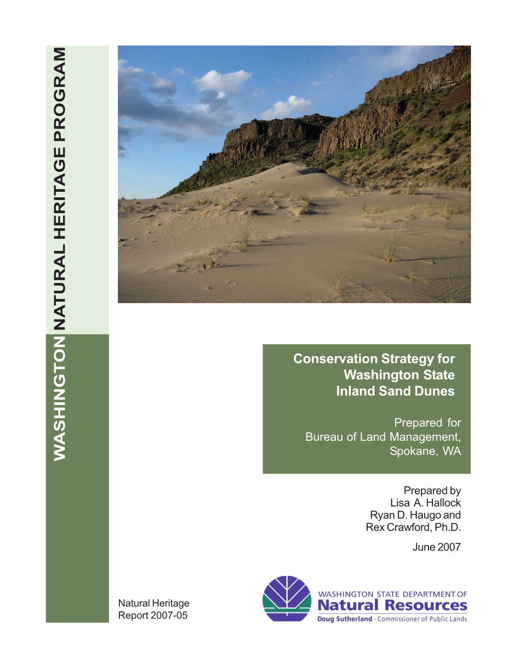 Conservation Strategy for Washington State Inland Sand Dunes