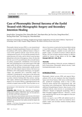Case of Pleomorphic Dermal Sarcoma of the Eyelid Treated with Micrographic Surgery and Secondary Intention Healing