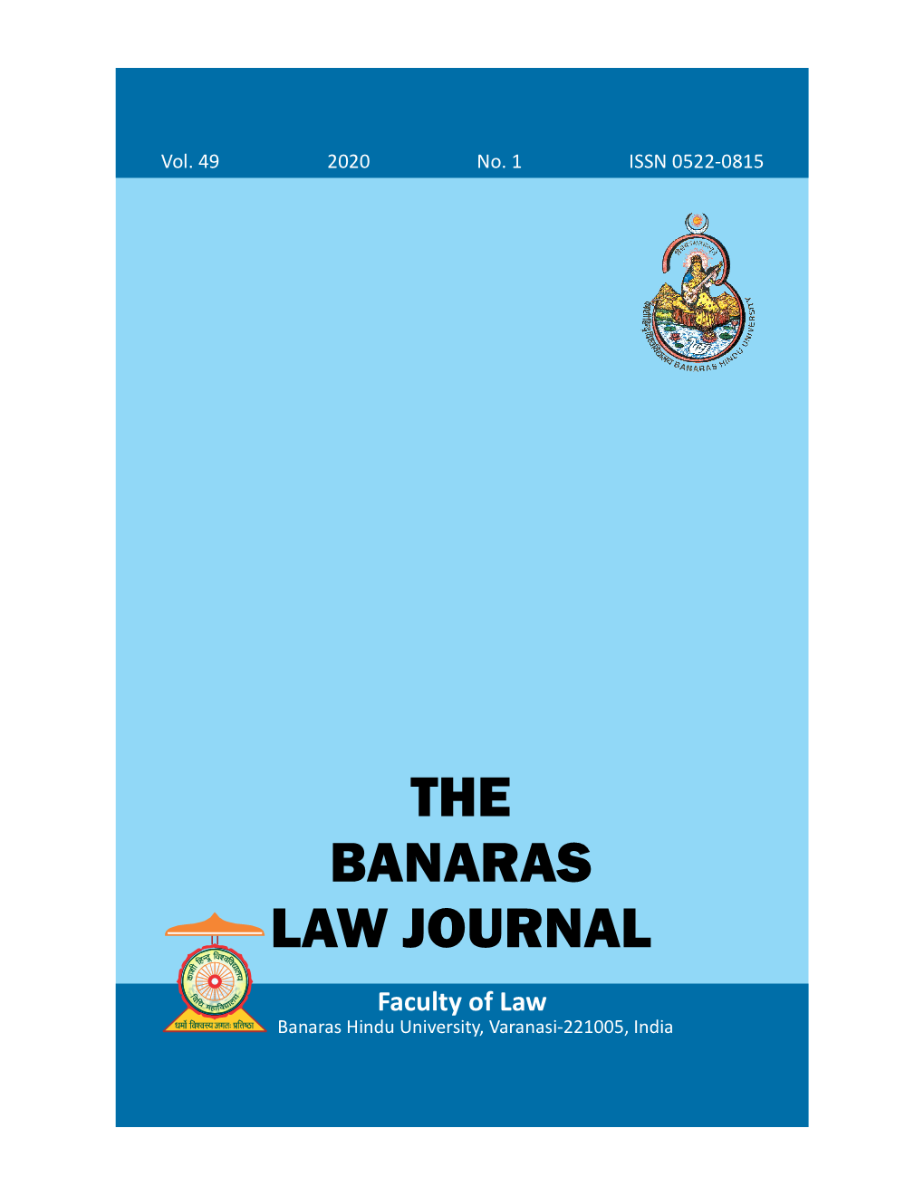 Banaras Law Journal 2020 Vol 49 No. 1