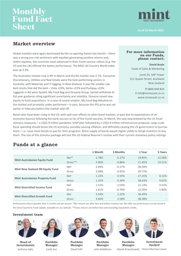 Market Overview Funds at a Glance