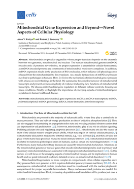 Mitochondrial Gene Expression and Beyond—Novel Aspects of Cellular Physiology