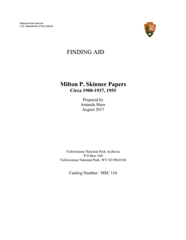 FINDING AID Milton P. Skinner Papers