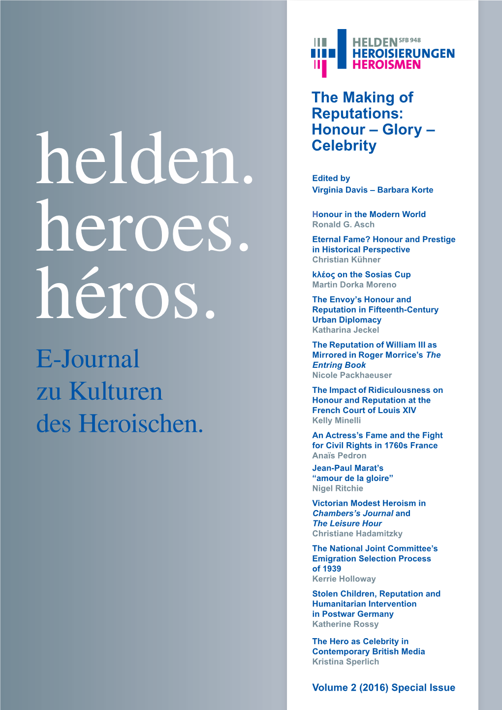Helden. Heroes. Héros. Volume 2 (2016) Special Issue 2