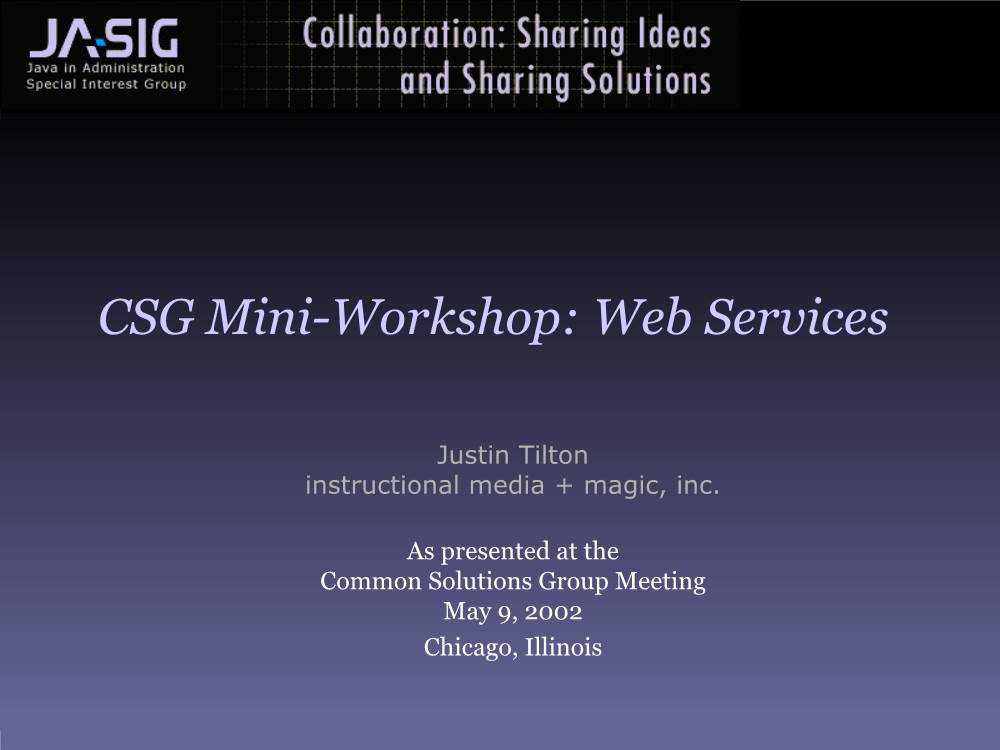 CGS Mini-Workshop: Web Servces