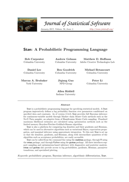 Stan: a Probabilistic Programming Language