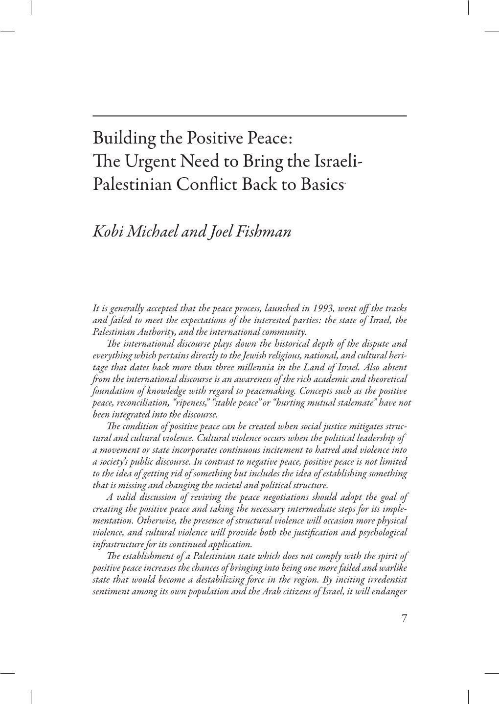 Palestinian Conflict Back to Basics*