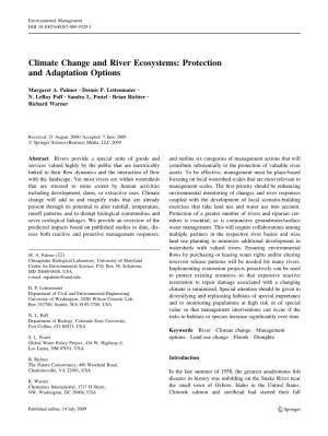 Climate Change and River Ecosystems: Protection and Adaptation Options