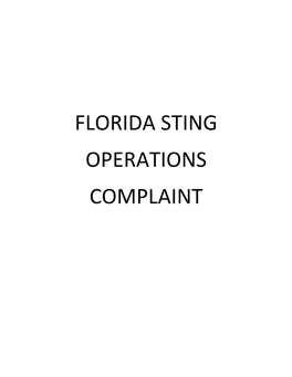 Florida Sting Operations Complaint