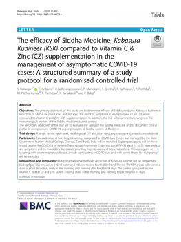 The Efficacy of Siddha Medicine, Kabasura Kudineer