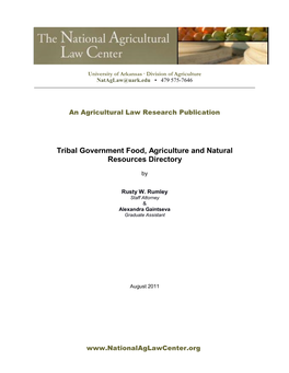 Tribal Government Food, Agriculture and Natural Resources Directory