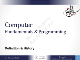 Computer Use Fundamentals & Universityprogramming