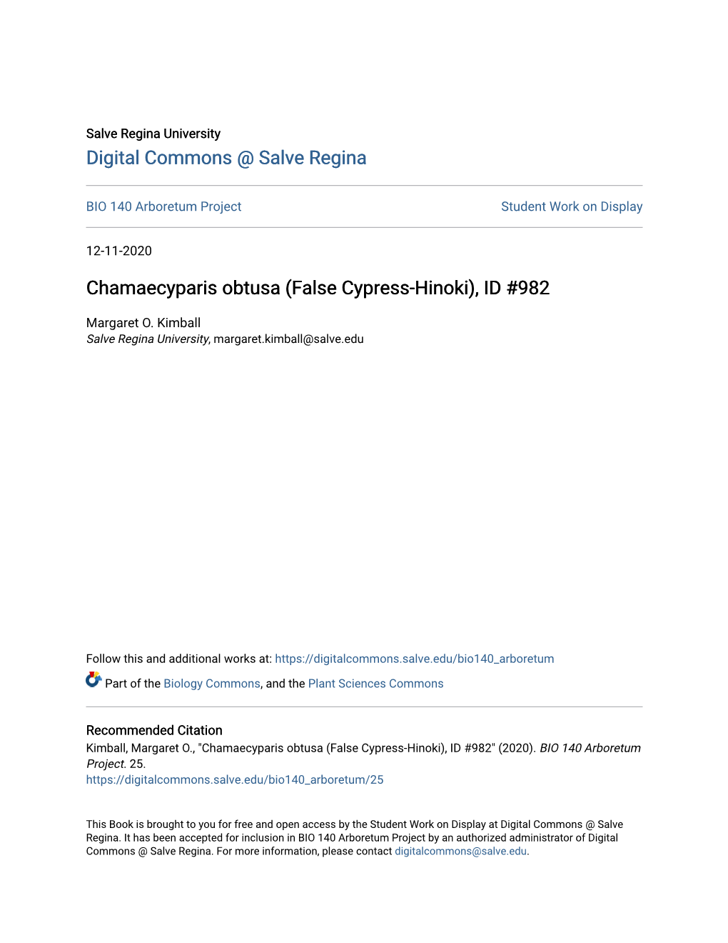 Chamaecyparis Obtusa (False Cypress-Hinoki), ID #982