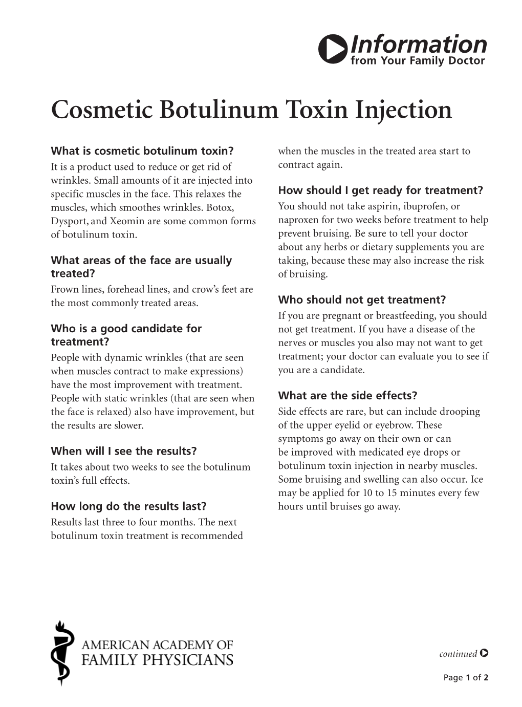 Cosmetic Botulinum Toxin Injection