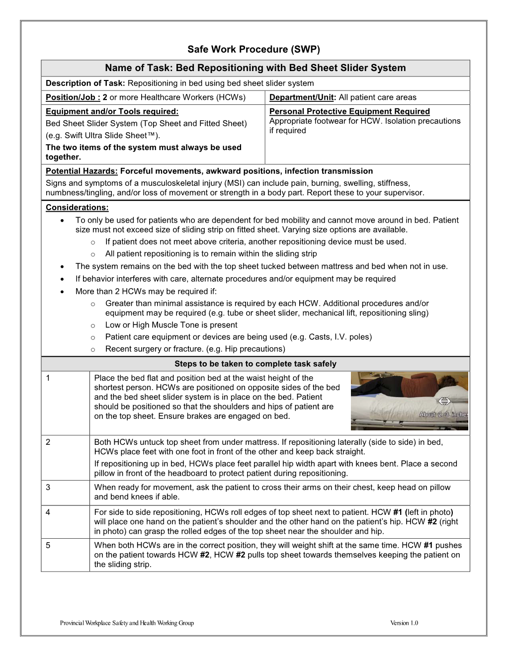 Bed Repositioning with Bed Sheet Slider System