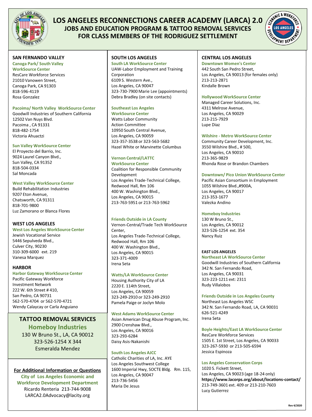 LARCA List of Service Providers