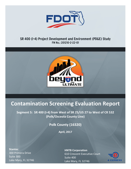 Contamination Screening Evaluation Report