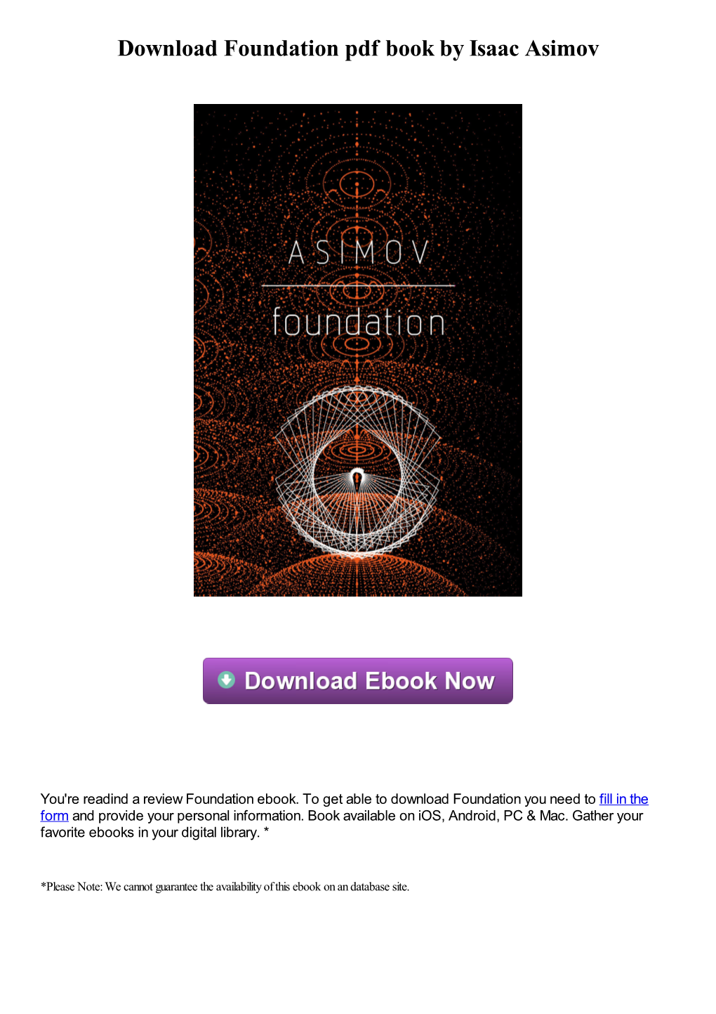 Download Foundation Pdf Book by Isaac Asimov