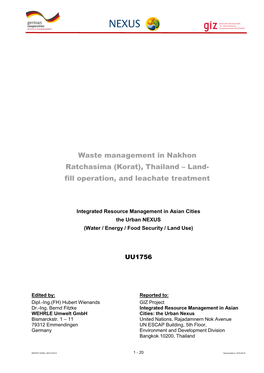 Waste Management in Nakhon Ratchasima (Korat), Thailand – Land- Fill Operation, and Leachate Treatment