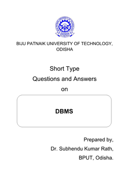 Short Type Questions and Answers on DBMS