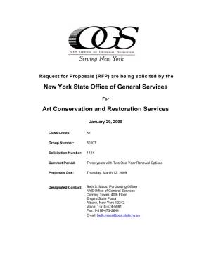 New York State Office of General Services Art Conservation and Restoration Services – Solicitation Number 1444