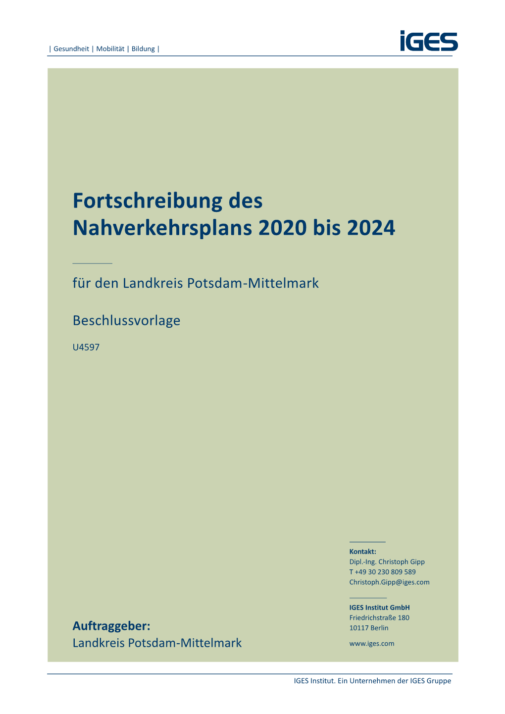 Fortschreibung Des Nahverkehrsplans 2020 Bis 2024