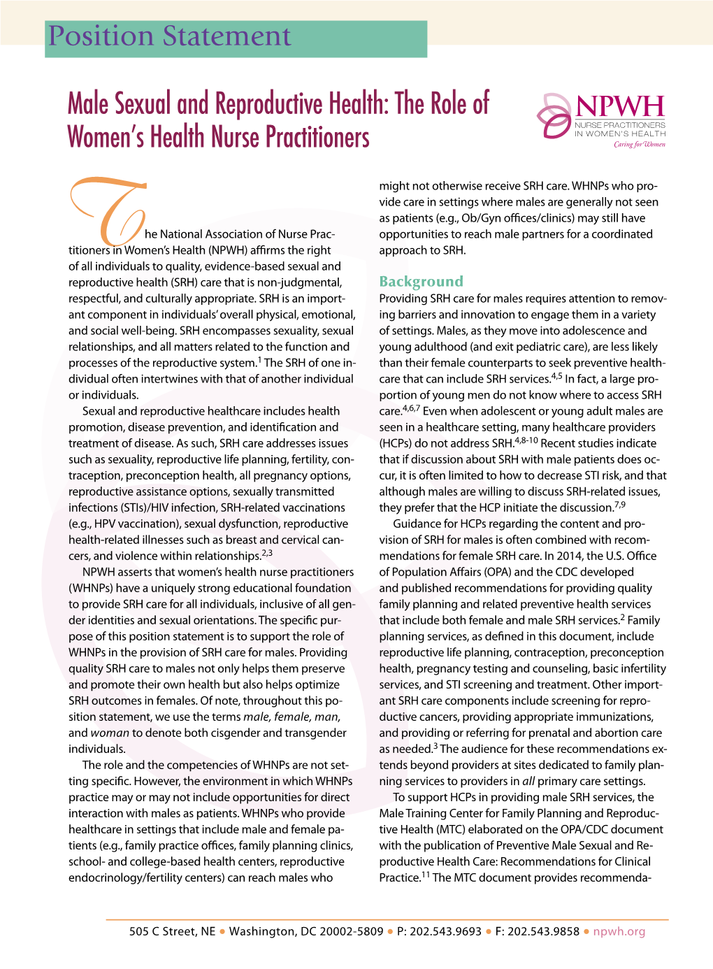 Male Sexual and Reproductive Health: the Role of Women’S Health Nurse Practitioners