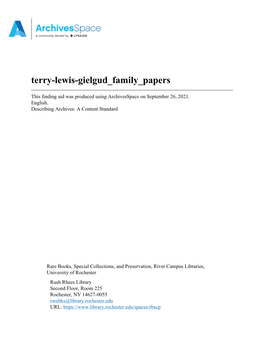 Terry-Lewis-Gielgud Family Papers