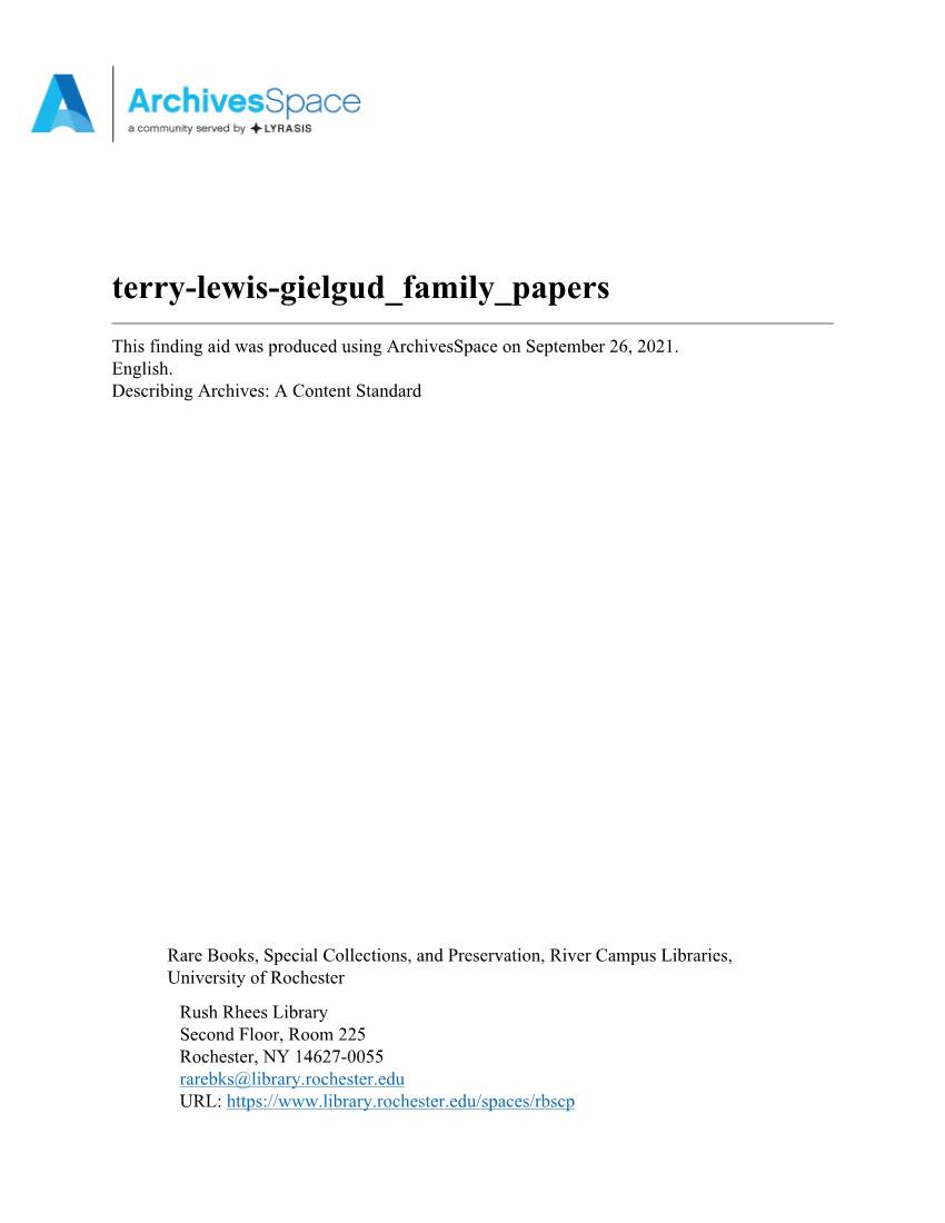 Terry-Lewis-Gielgud Family Papers