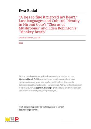 Lost Languages and Cultural Identity in Hiromi Goto's
