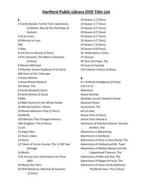 Hartford Public Library DVD Title List