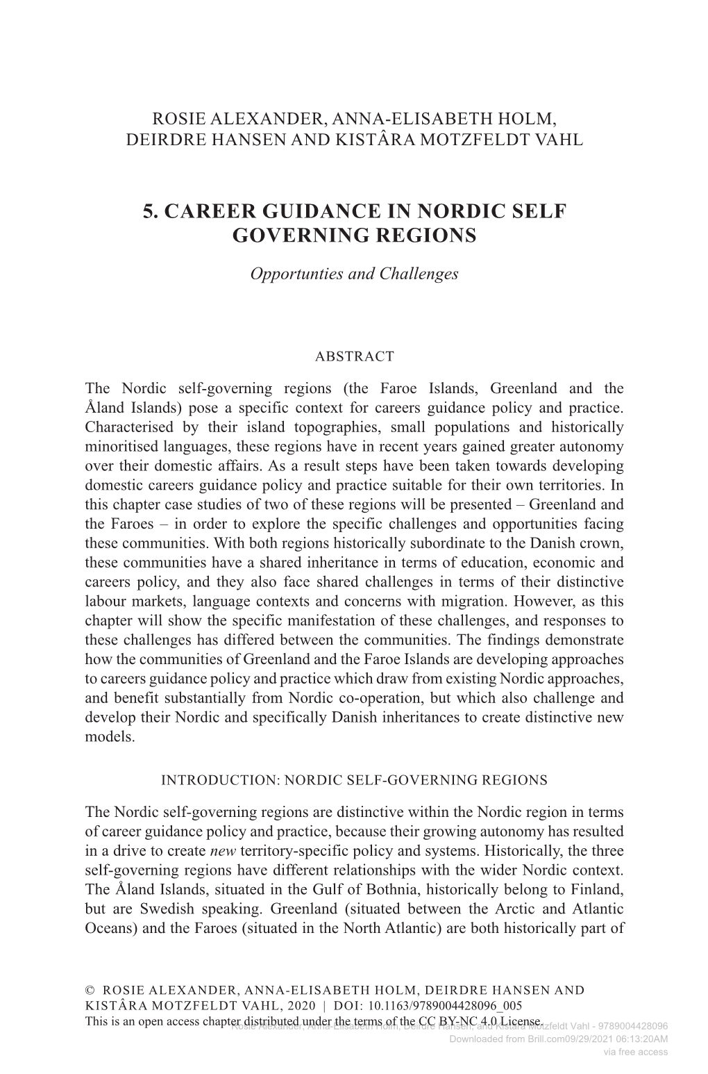 5. Career Guidance in Nordic Self Governing Regions