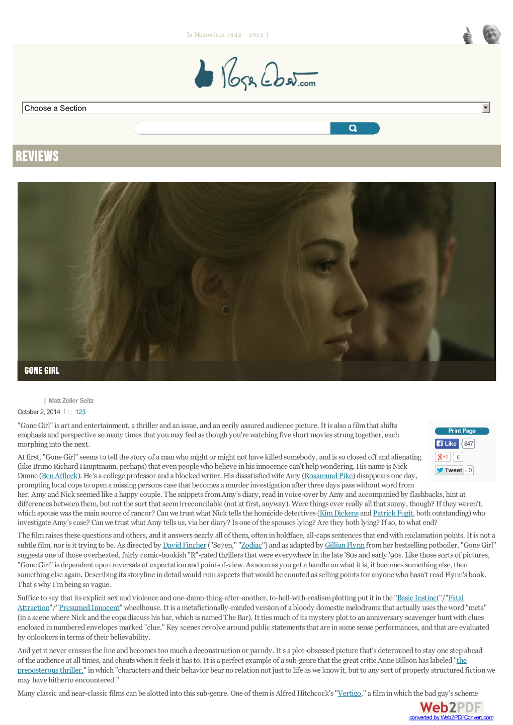 Gone Girl Movie Review & Film Summary (2014) | Roger Ebert