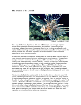 The Invasion of the Lionfish