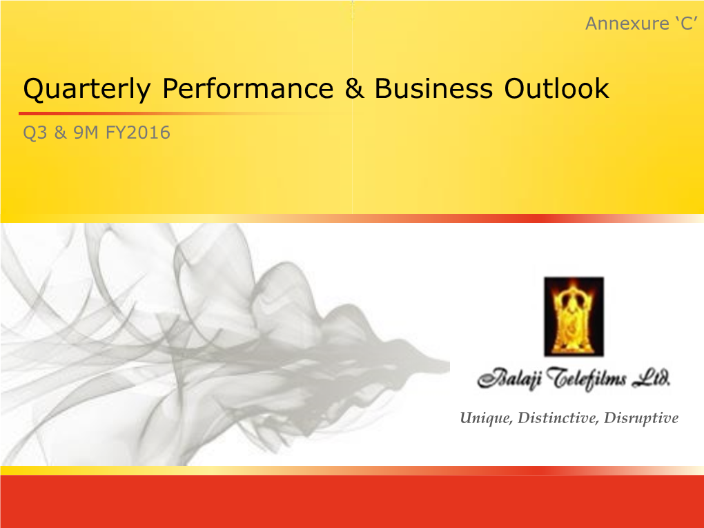 Quarterly Performance & Business Outlook