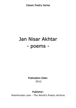 Jan Nisar Akhtar - Poems