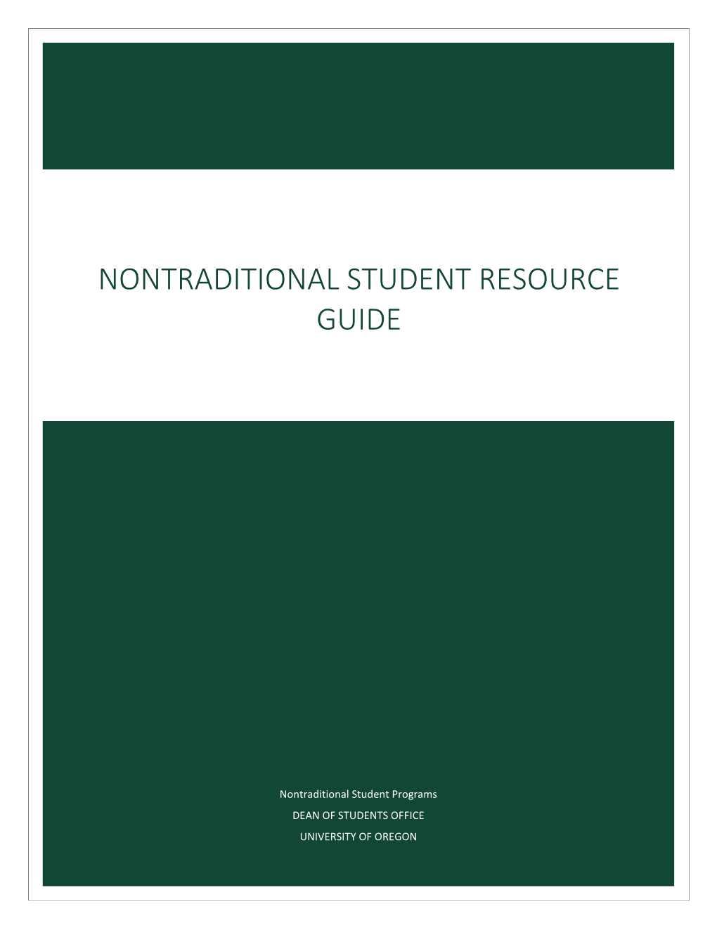Nontraditional Student Resource Guide