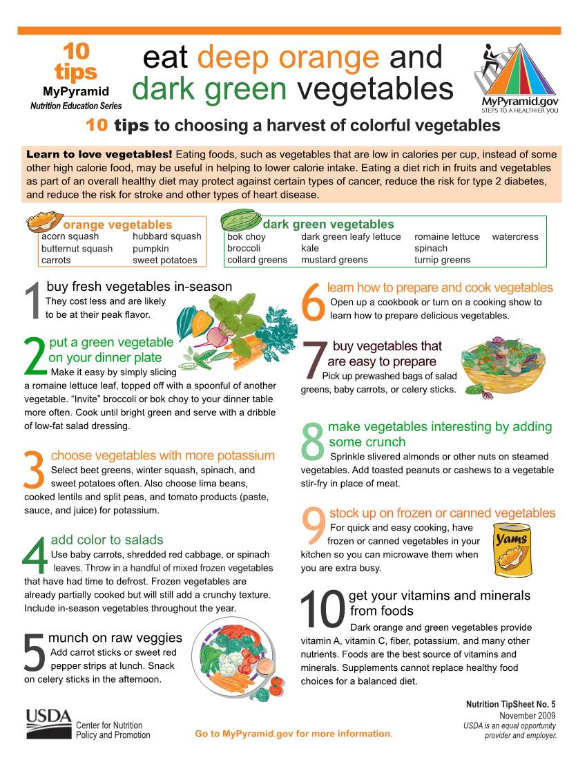 Eat Deep Orange and Dark Green Vegetables
