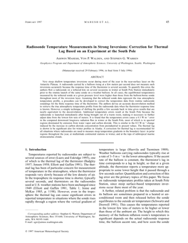 Correction for Thermal Lag Based on an Experiment at the South Pole