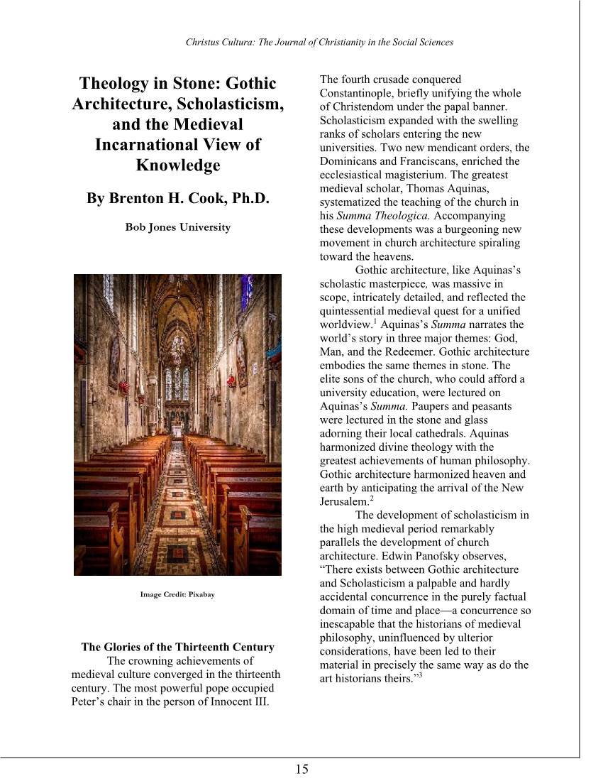 Theology in Stone: Gothic Architecture, Scholasticism, and the Medieval Incarnational View of Knowledge